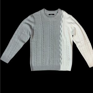 Fashion Nova Men's Two-Tone Cable Knit Sweater